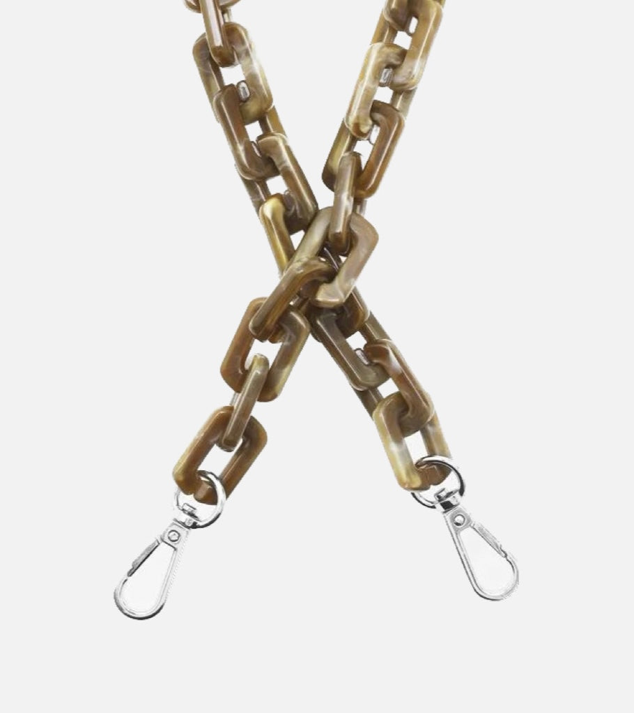 SQUARED CHAIN HANDLE - BROWN