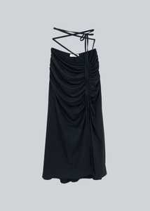 STRAPPY MIDI SKIRT - BLACK