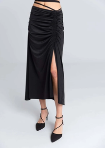 STRAPPY MIDI SKIRT - BLACK