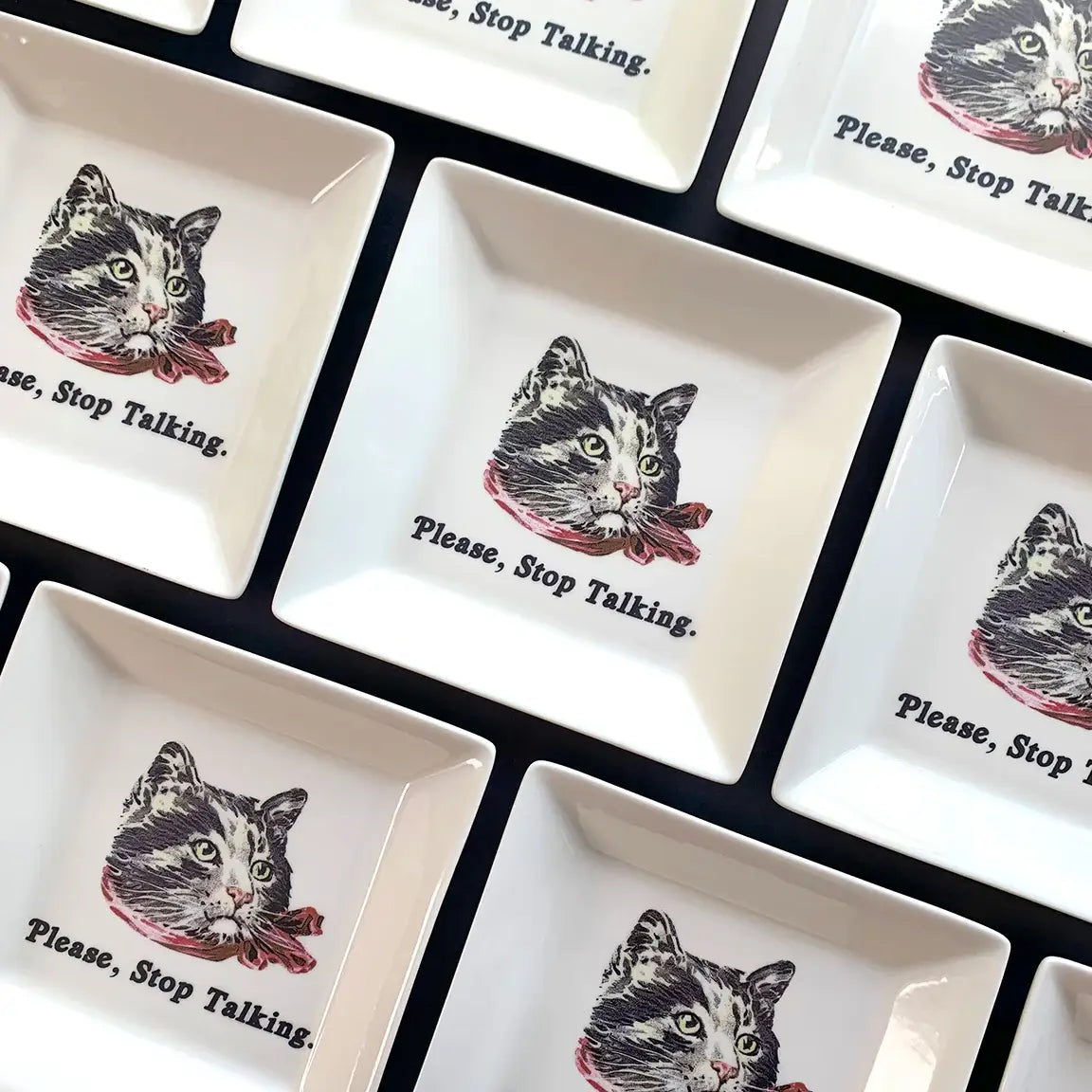 CAT TRINKET TRAY - "PLEASE, STOP TALKING"