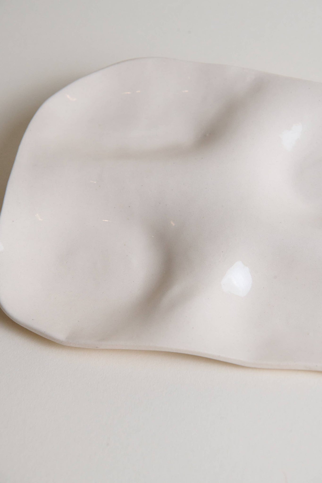 White Ceramic Snack Plate: White