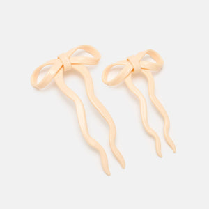 CHUNKS - Bow Hairpin in Small Cream