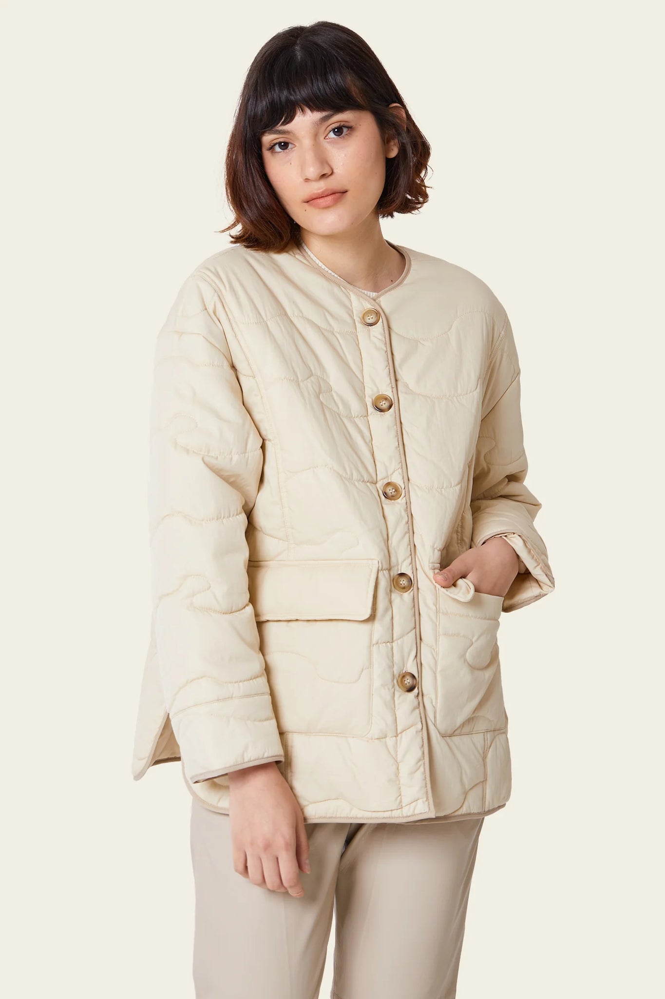 MICA QUILTED JACKET - SAND