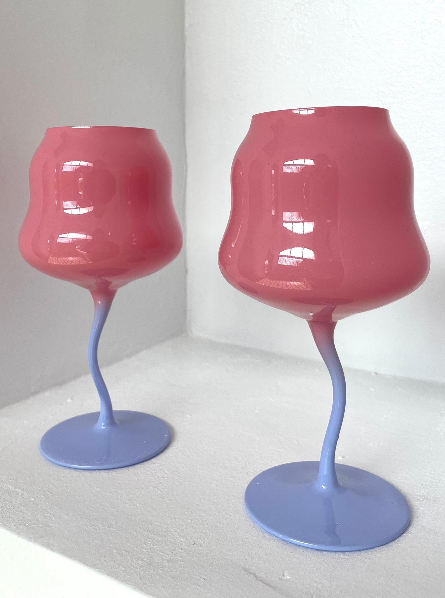 WAVY STEM BUBBLE GLASSES - PINK