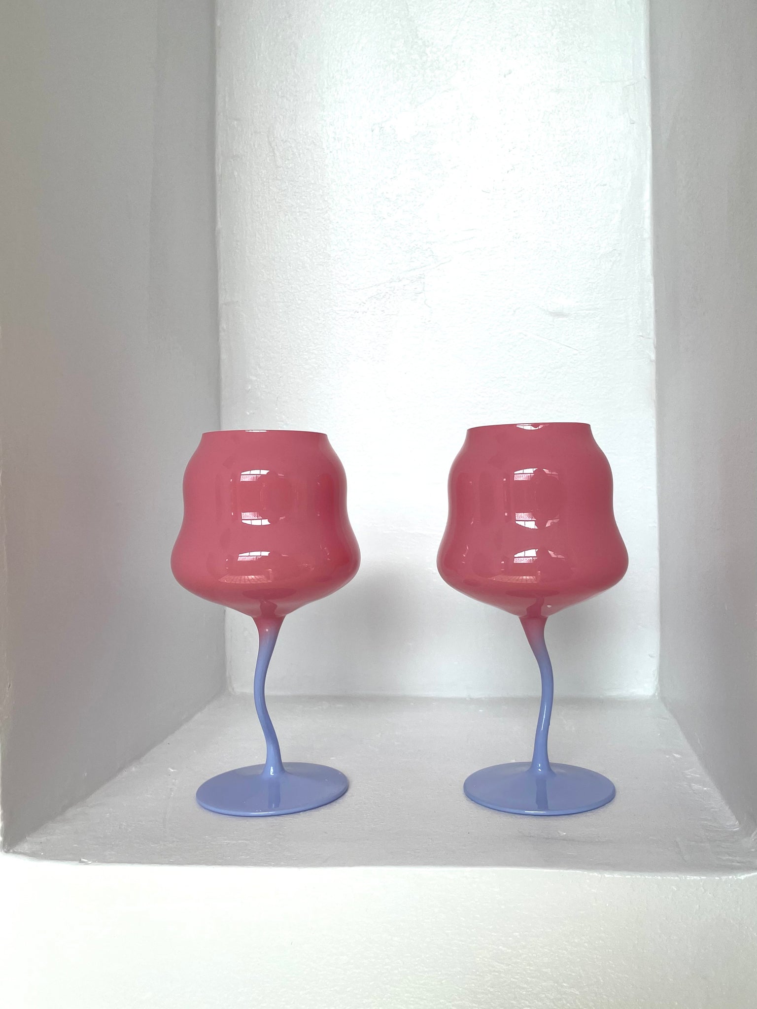 WAVY STEM BUBBLE GLASSES - PINK