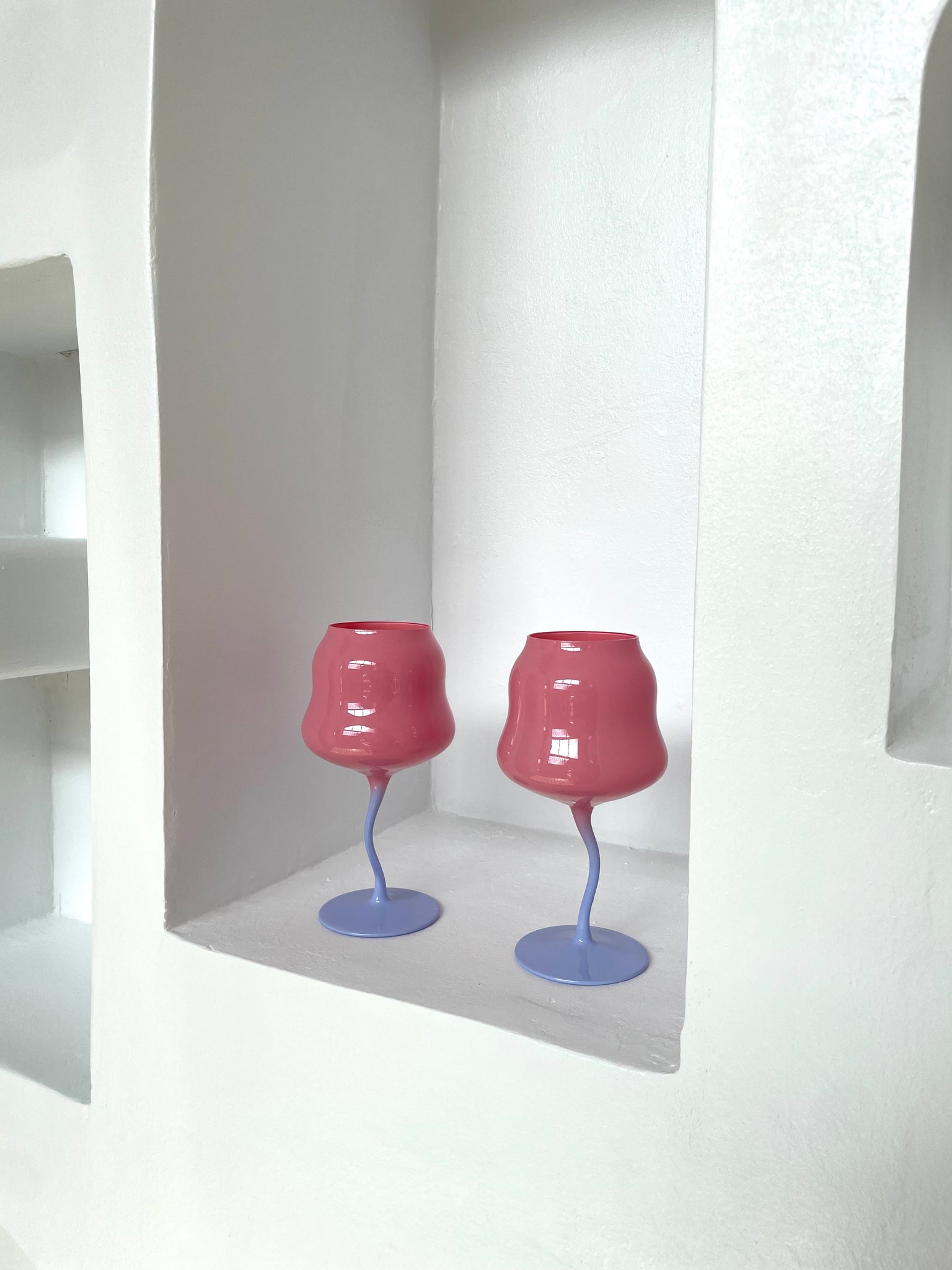 WAVY STEM BUBBLE GLASSES - PINK