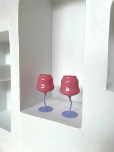 WAVY STEM BUBBLE GLASSES - PINK