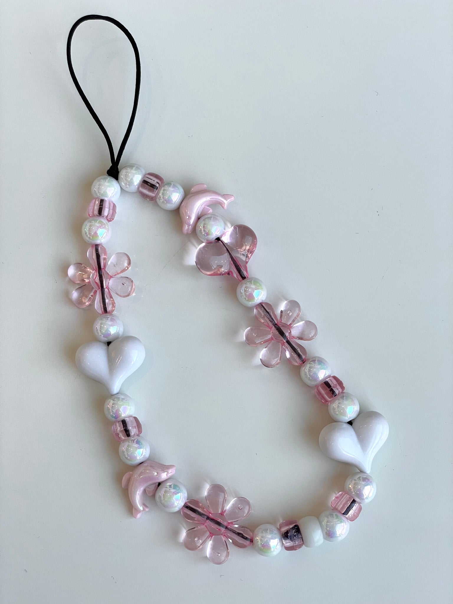 PINK BEADED PHONE CHARM