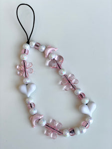 PINK BEADED PHONE CHARM