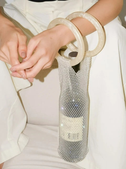 RHINESTONE WINE  BOTTLE TOTE