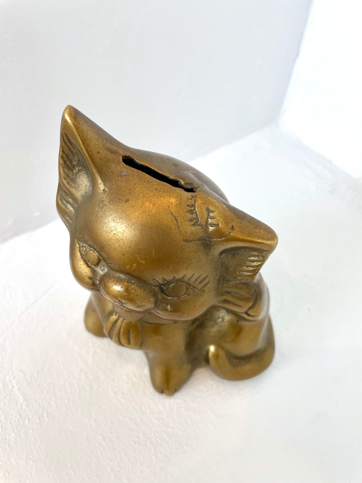 BRASS KITTY PIGGY BANK
