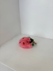 FUZZY STRAWBERRY KEYCHAIN
