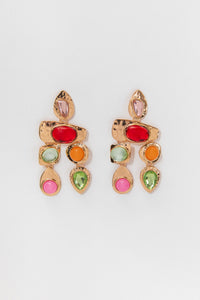 MULTI STONE EARRING - GOLD