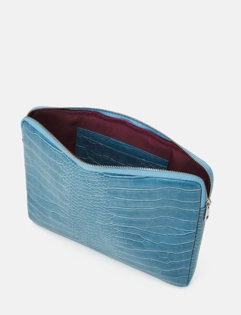 COMPUTER SLEEVE 13" SHINY CROCO - AIR FORCE BLUE