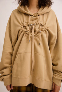 HEART HOODIE - CAMEL