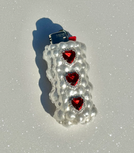 REUSEABLE LIGHTER CASE BY BELLA - PINK+RED ROCOCO