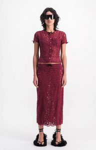 BURGUNDY LACE SKIRT