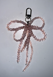 CRYSTAL BEADS BOW KEYCHAIN PINK