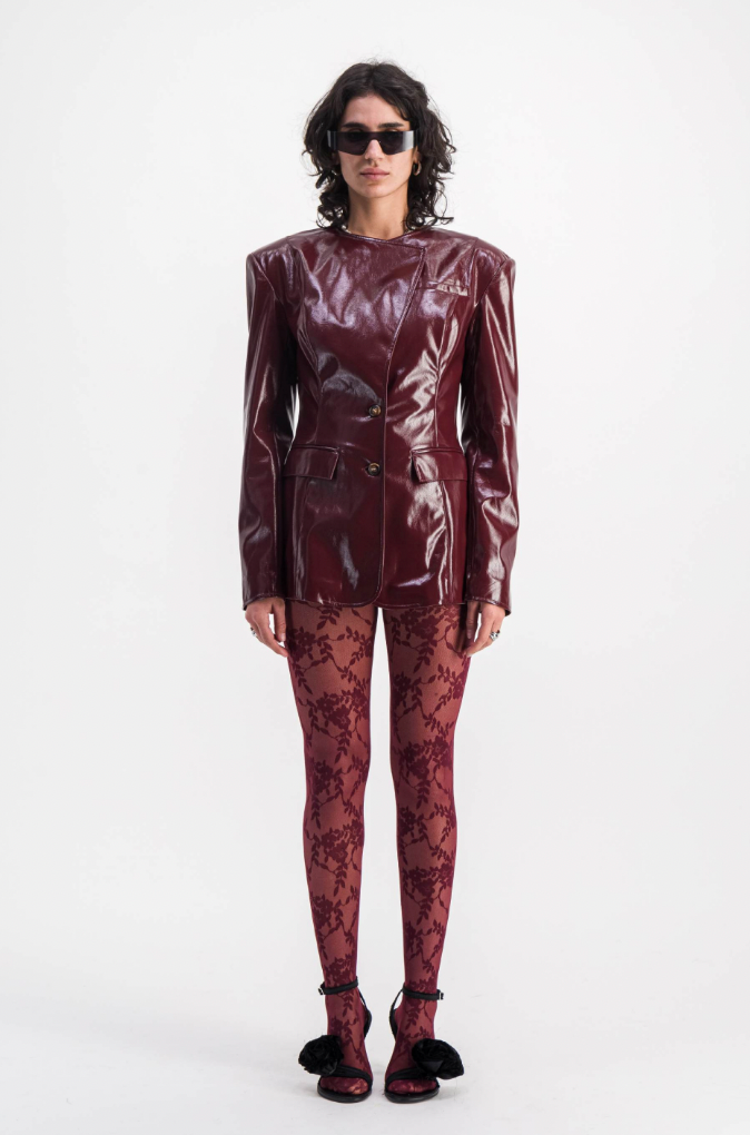 PATENT SCULPTURAL SUIT JACKET