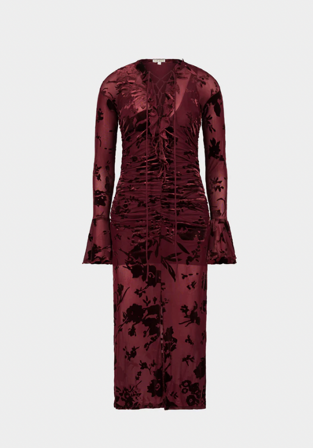 FLOCKED MESH DRESS
