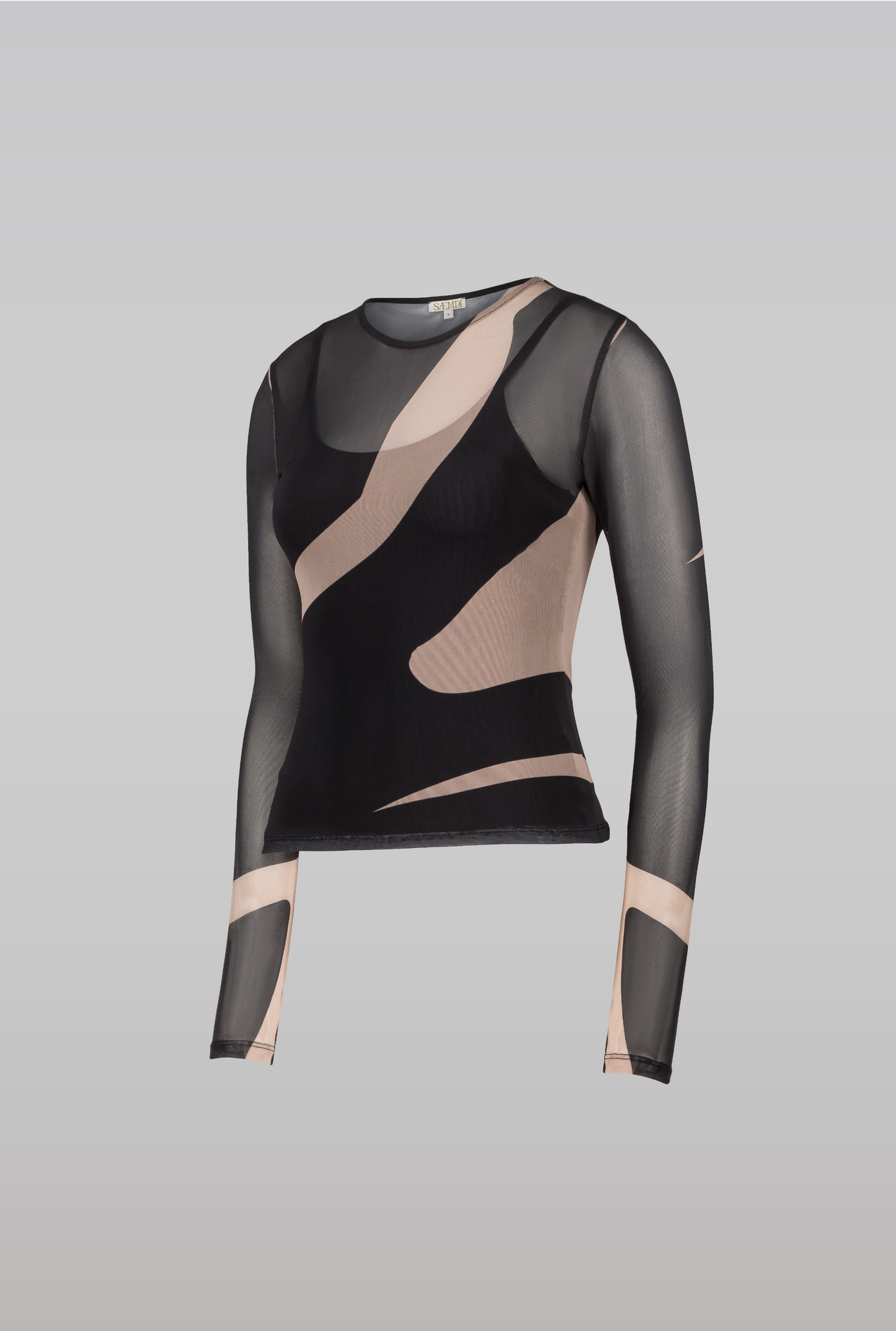 Black & Nude Mesh Top