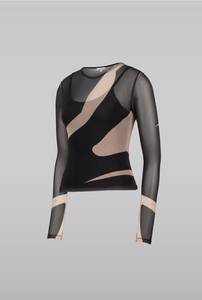 Black & Nude Mesh Top