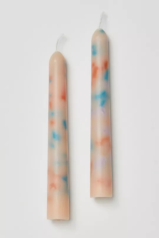 COLOR DRIP TAPER CANDLE SET - PEACH