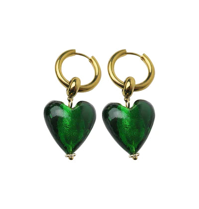 I HEART YOU EARRING - GREEN/GOLD