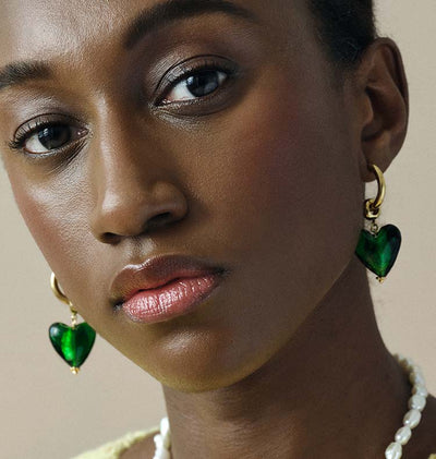I HEART YOU EARRING - GREEN/GOLD