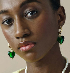 I HEART YOU EARRING - GREEN/GOLD