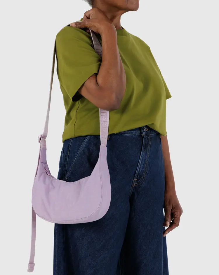 SMALL NYLON CRESCENT BAG - DUSTY PINK