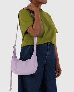 SMALL NYLON CRESCENT BAG - DUSTY PINK