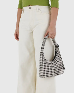 MINI NYLON SHOULDER BAG - BLACK & WHITE GINGHAM