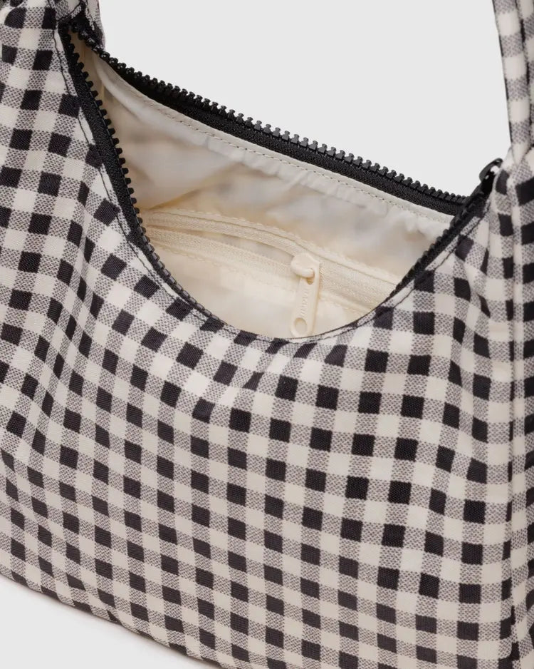 MINI NYLON SHOULDER BAG - BLACK & WHITE GINGHAM