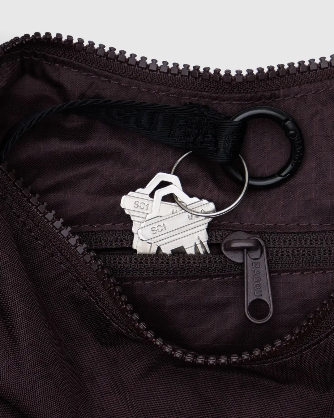 SMALL NYLON CRESCENT BAG - CHOCOLATE PLUM