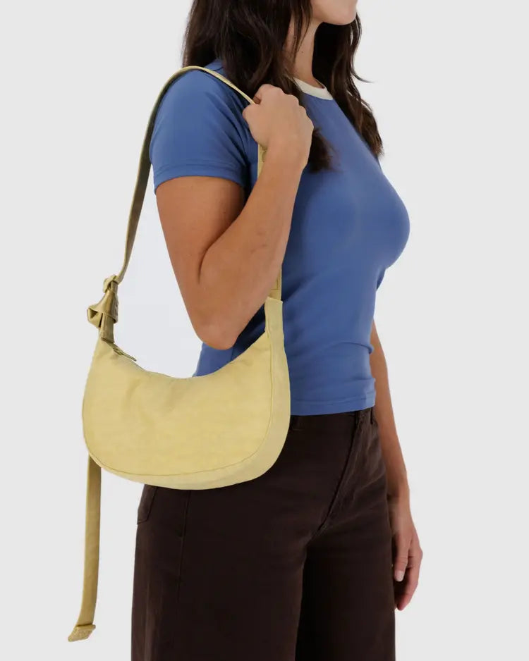 SMALL NYLON CRESCENT BAG - BUTTER