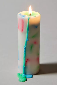 COLOR DRIP PILLAR CANDLE - WHITE