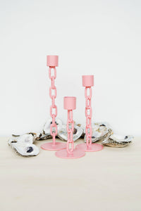 TALL CHAIN CANDLE HOLDER - PINK