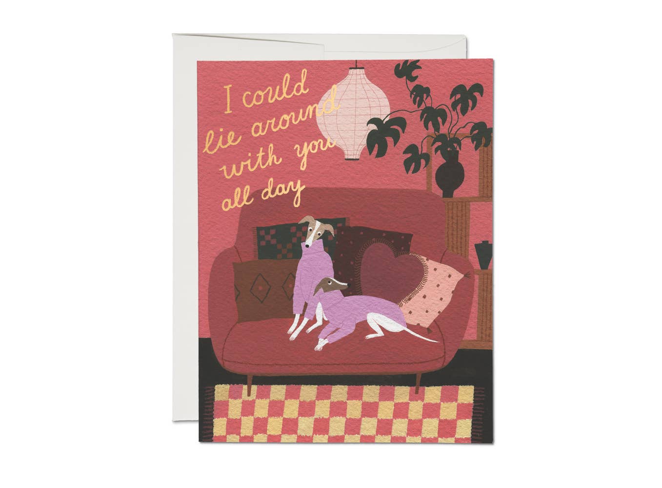 LOUNGING DOGS LOVE GREETING CARD