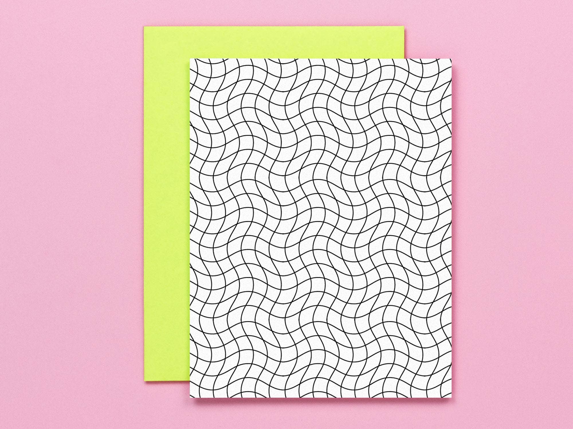 NOIR WAVY GRID PATTERN BLANK CARD