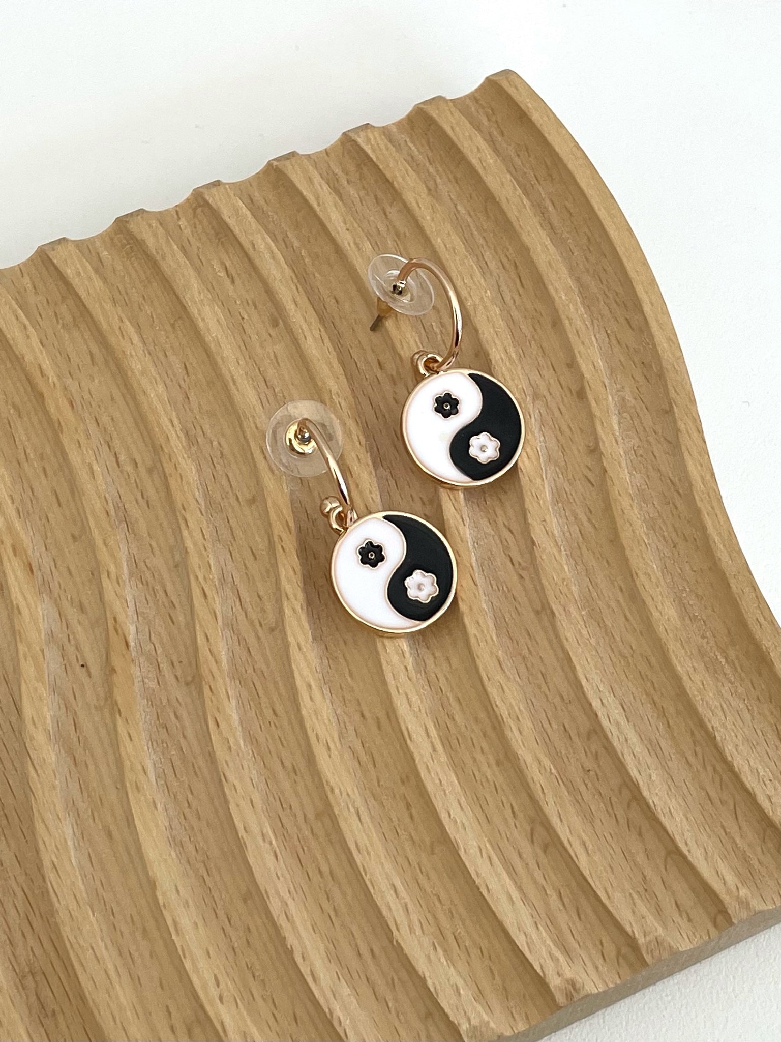 YIN YANG FLOWER EARRINGS