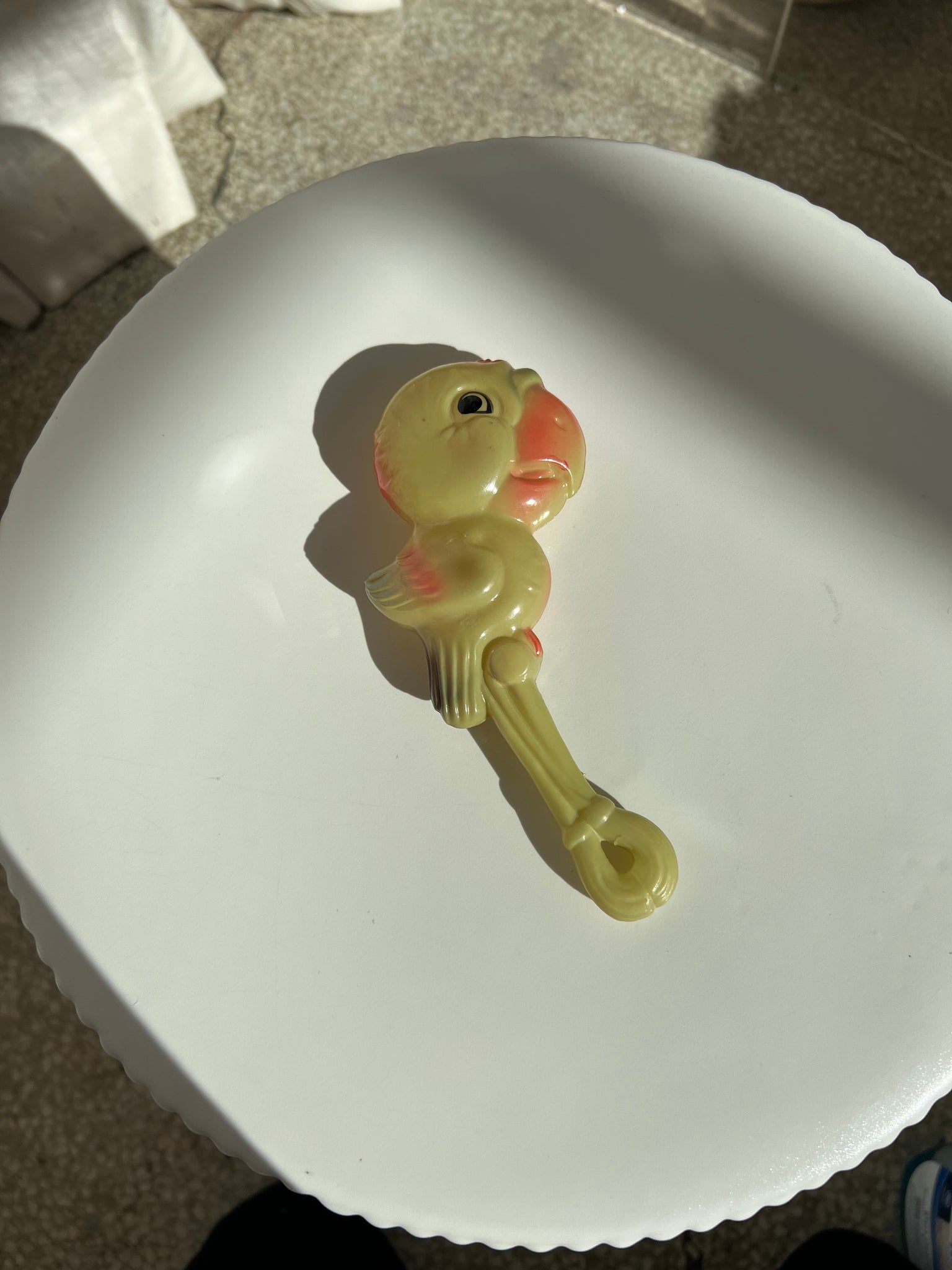 VINTAGE PARROT BABY RATTLE