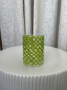 GREEN CHECKERBOARD GLASS