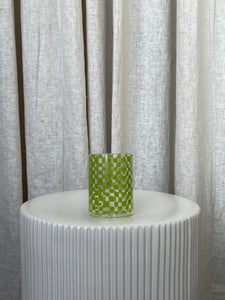 GREEN CHECKERBOARD GLASS
