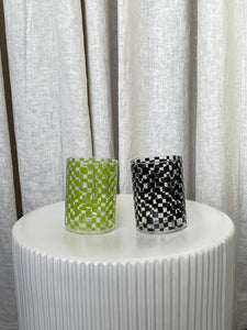 GREEN CHECKERBOARD GLASS