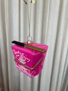 HOT PINK TAKE-OUT BOX ORNAMENT