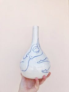 LINE DRAWN LADY VASE