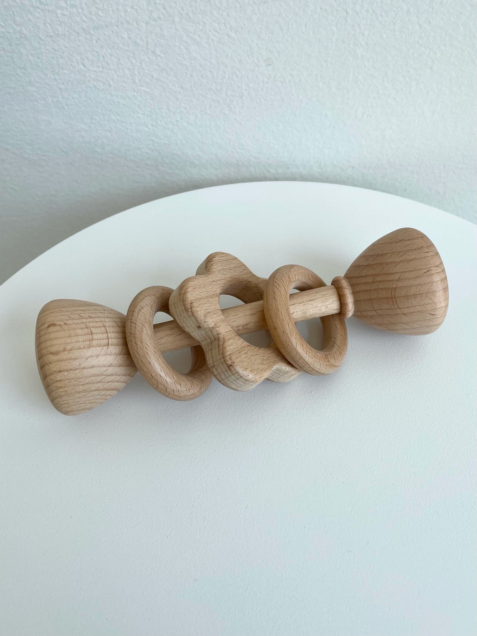 FLORAL WOODEN RATTLE