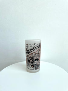 MARDI GRAS FROSTED GLASS CUP