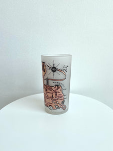 MARDI GRAS FROSTED GLASS CUP